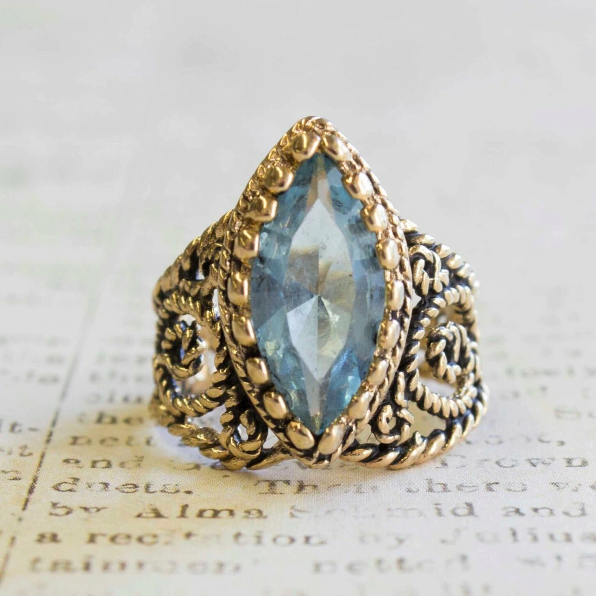 Vintage Filigree Aquamarine